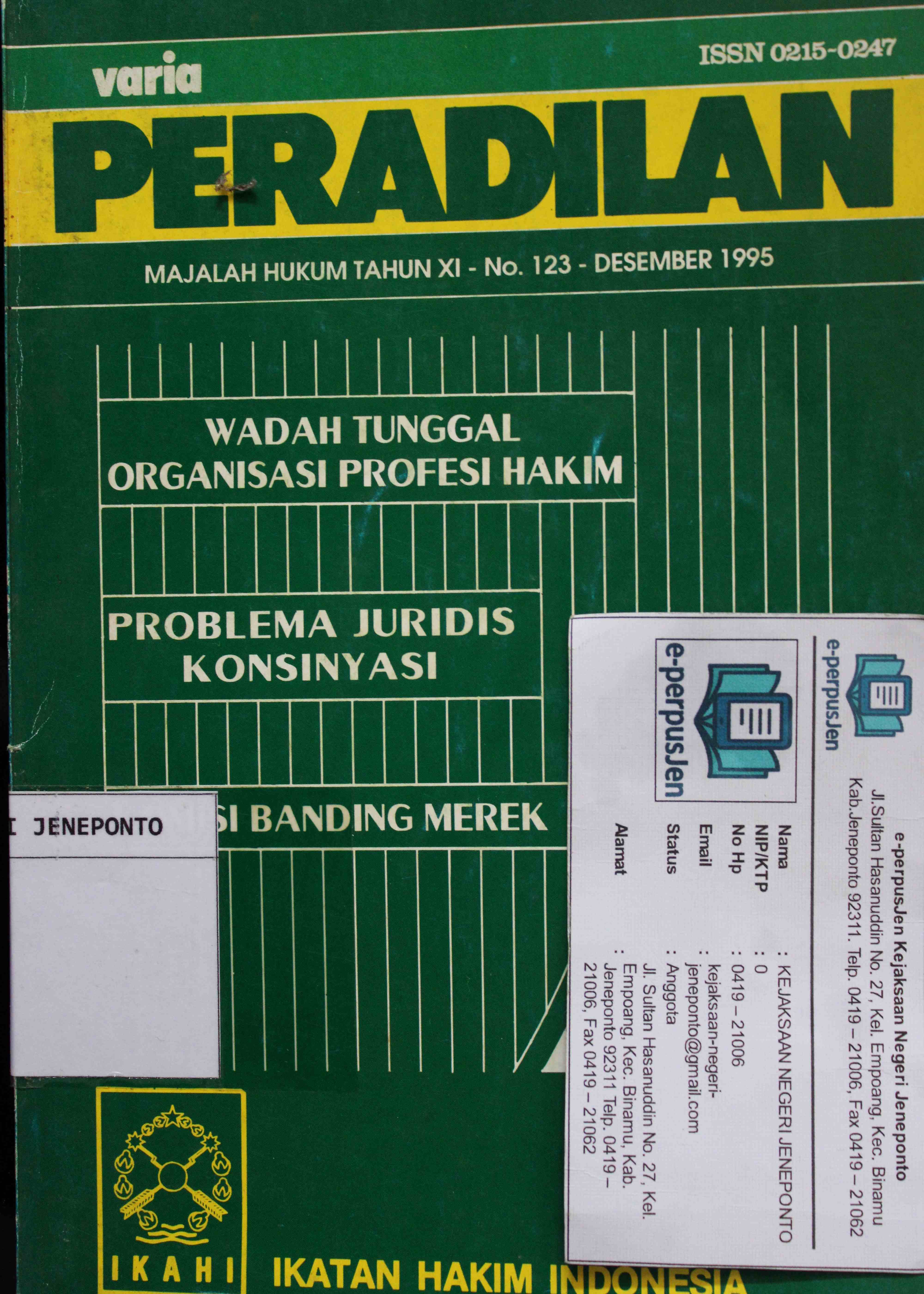 Varia Peradilan Majalah Hukum Tahun XI No 123 Desember 1995